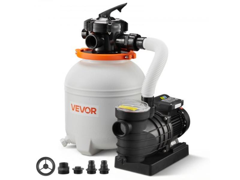 Sand Filter Pump for Above Ground Pool - 0.75 HP 3500 GPH - Pre-Assembled & Leak-Resistant Design - 6-Way Valve - High-Efficiency Filtration