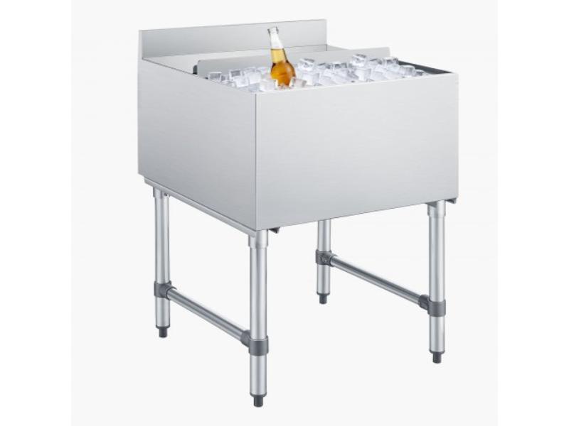 Commercial Ice Bin - 79.9 qt. Capacity - 24 x 24 x 33 in. Stainless Steel Ice Chest - Sliding Lid - Cooler Cart for Bar, Restaurant & Pub - NSF