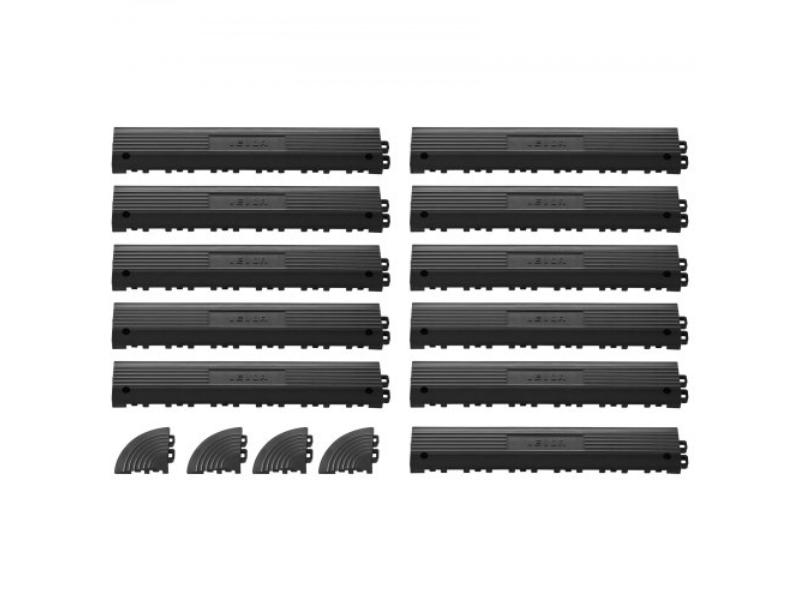 Transition Edge Kit - Durable Straight Garage Floor Edging - Easy Installation - Edge Protection for Wet Area Restaurant Pool - Black - Pack of 11