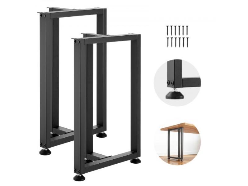 29.1 x 17.7 in. Square T Shape Steel Table Legs, 2204 lbs Max Load Heavy Duty for Home Office Desk & Dinner Table, Black - Pack of 2