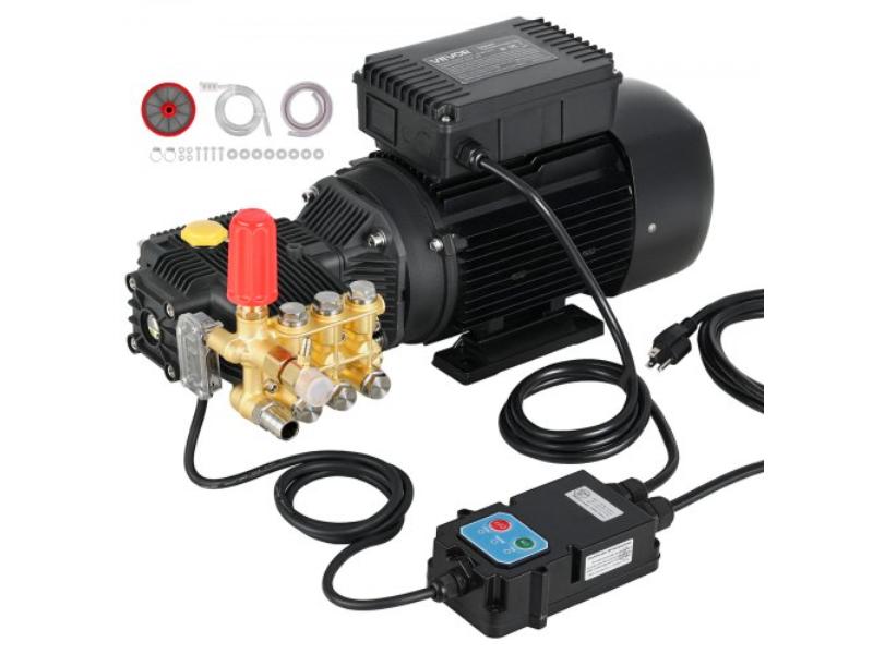 Electric Pressure Washer Pump Kit - 1220 PSI 2.2 GPM - 2 HP Motor 120 V - Adjustable Water Pressure for Cars - Gardens - Walls - Deck & Machinery