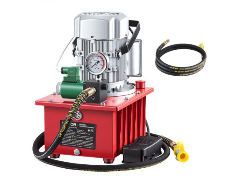 Electric Driven Hydraulic Pump - 750W 10 000 PSI - 120V Single Acting Hydraulic Pump Power Pack Unit - Solenoid Valve with Pedal Switch - 2.1 gal