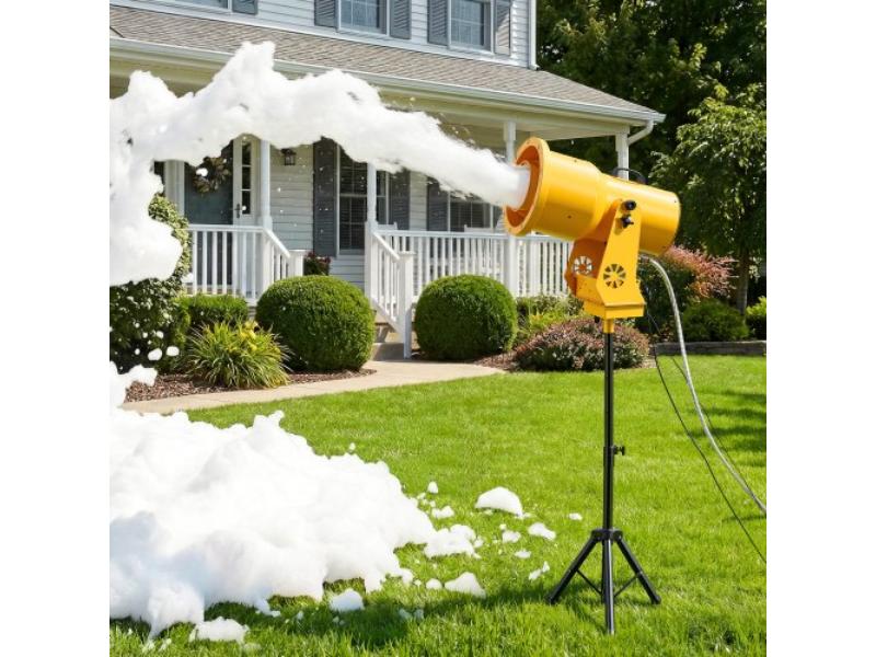 Yellow Foam Machine - Auto Oscillation Foam Cannon with Fan - 3-Color LED Lights - Triangular Structure - Dense Foams Maker for Gatherings