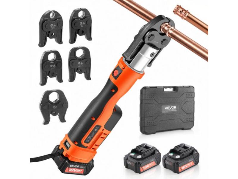Electric Crimping Tool - 18V for 0.5 in. - 0.75 in. - 1 in. - 1.25 in. - 1.5 in. - 2 in. Copper Pipes - 32KN Compatible with ProPress - Pack of 2