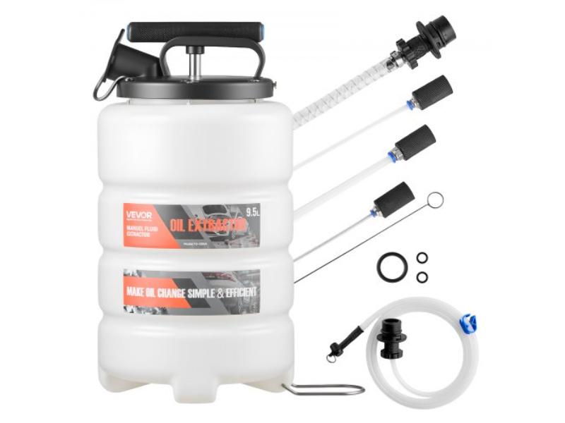 Fluid Extractor - 9.5 Liter Capacity Manual Vacuum Oil Extractor Pump with 59 in. Long Hose & Three 47 in. Extension Tubes for Boats & Motorcycles