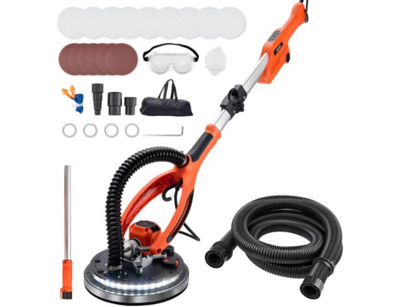 Electric Drywall Sander - 950W - 7 Variable Speed 1000-2300 RPM - Double-Deck LED Light - Foldable & Extendable Handle - 15 Sanding Discs