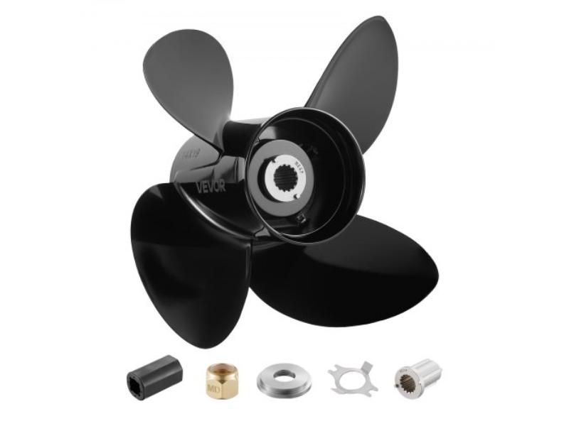 Outboard Propeller - Upgrade OEM 15 Spline Tooth Aluminum for Mercury-Mariner Engines 135-300 HP - 4.75 in. Gearcase - 4-Blade - RH
