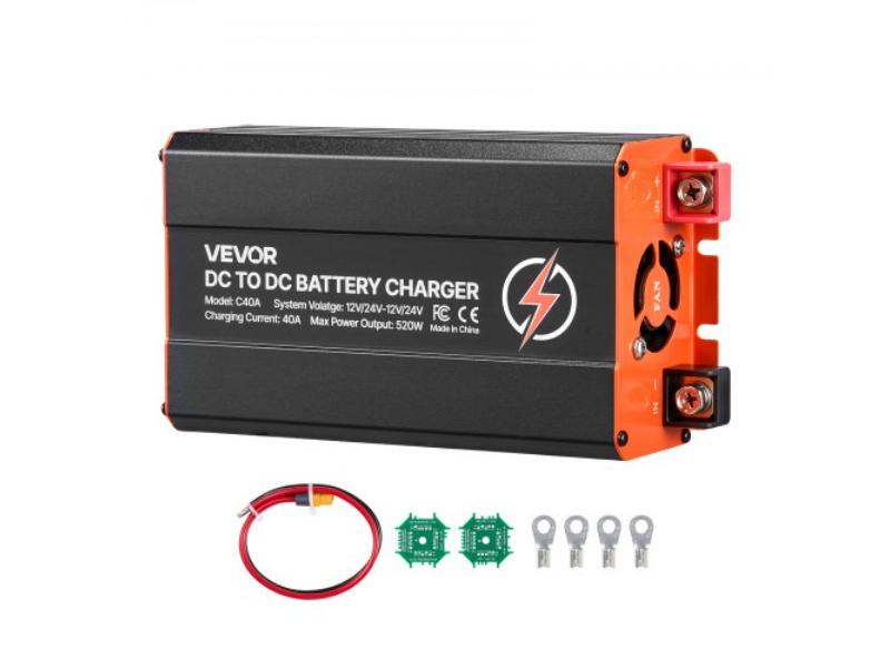 DC to DC Battery Charger - 520W - 40A - Fast Charging for Portable Power Stations for LiFePO4 Lead-Acid AGM GEL Batteries - 12V-12V