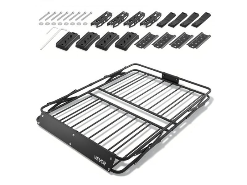Roof Rack Cargo Basket - 46 x 36 x 4 in. - Heavy Duty Roof Top Carrier with Folding Design - 200 lbs Capacity - Universal Fit for SUV Truck Car