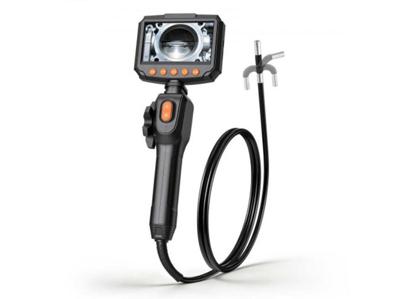 Articulating Endoscope with Light - Two-Way Borescope Camera - 4.3 in. HD Screen - 1280 x 720 Lens - 8X Zoom - IP67 Waterproof - 4.9 ft. Cable