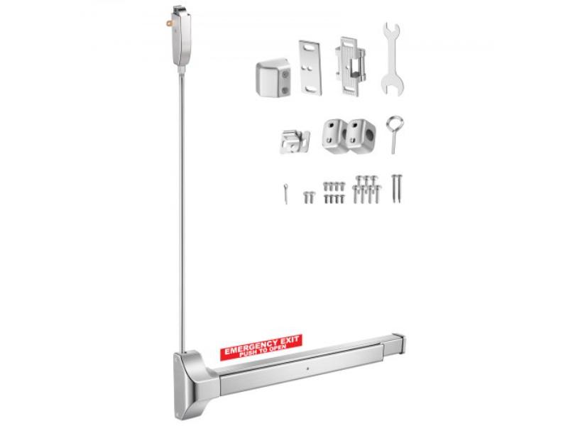 Push Bar Panic Exit Device - 28 in. Stainless Steel Commercial Panic Bar for Exit Doors for 28 in. - 41 in. Wood or Metal Door - Silver