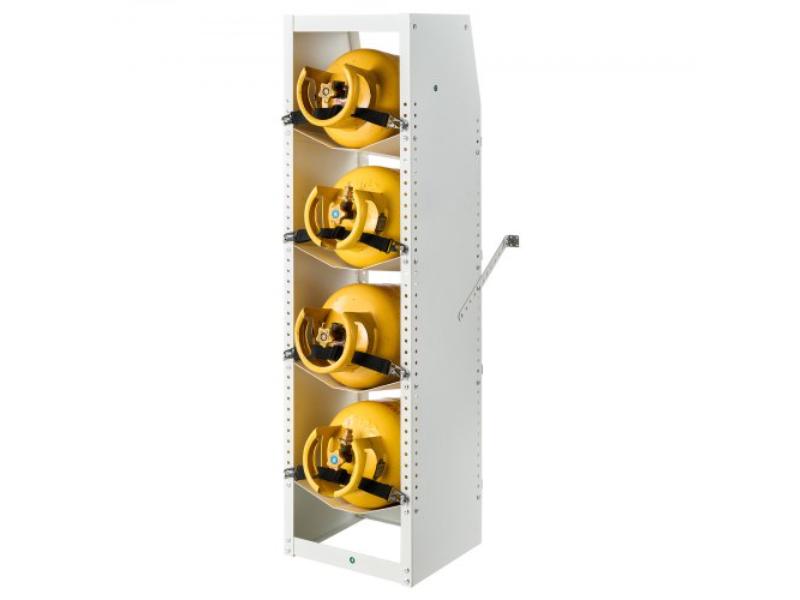 QPCFJBSGDS134XAOM001V0 14.8 x 13 x 52 in. 4 Tiers Refrigerant Tank Rack for 4 Cylinder with Top Storage Shelf, White