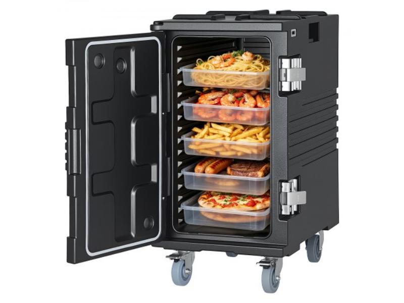 Insulated Food Pan Carrier - 127 qt. Non-Electrical Food Warmer with Swivel Wheel & 304 Stainless Steel Latch - Stackable Hot Box