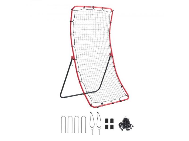 Baseball Softball Rebounder Net - 4 x 5.5 ft. Pitch Back Trainer - 5 Adjustable Angles - Heavy-duty Steel Frame for Pitching & Fielding Training Aid