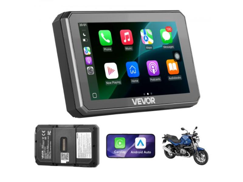 Wireless Motorcycle Carplay - 5 in. HD Touchscreen GPS Navigation System with Dual Bluetooth - Siri-Google Voice Assistant IP67 for BMW Motorcycles
