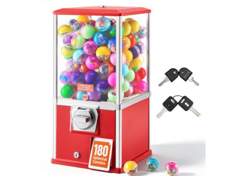 Gumball Machine, 21 in. Height Candy Dispenser & 25-Cent Vending Machine for Malls - Supermarkets & Parks - Holds up to 180 1.77 in. Candies