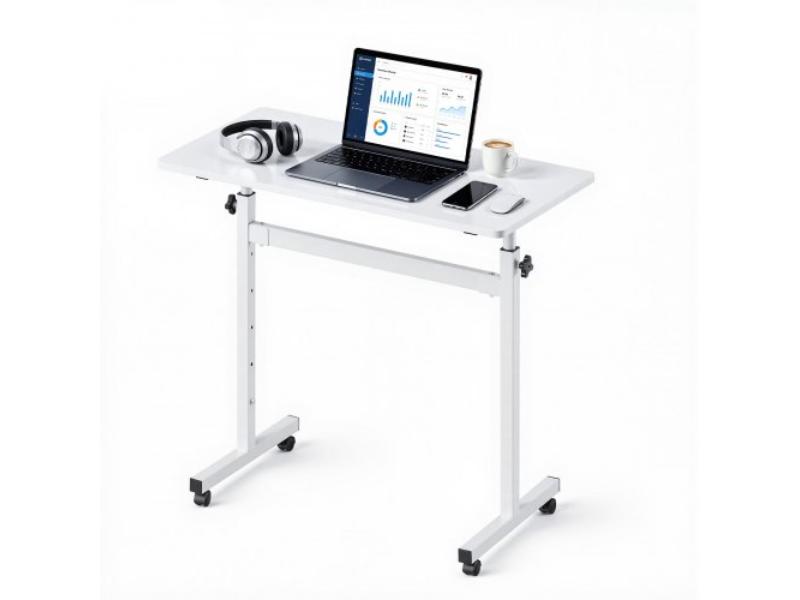 BGGZTXYAZCGS0HXSV001V0 Adjustable Height Mobile Stand Up Desk - 32 x 16 in. Small Computer Sit Stand Rolling Workstation for Home Office - White