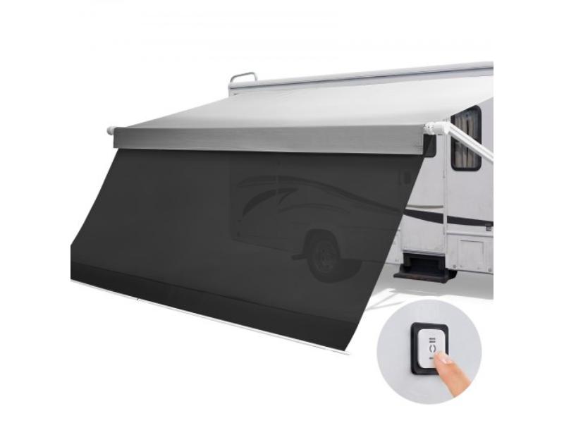 Motorized RV Awning Kit & Sunshade Screen - 18.06 ft. Electric Retractable Awning with Aluminum Frame & Waterproof Fabric - Fits Most RVs