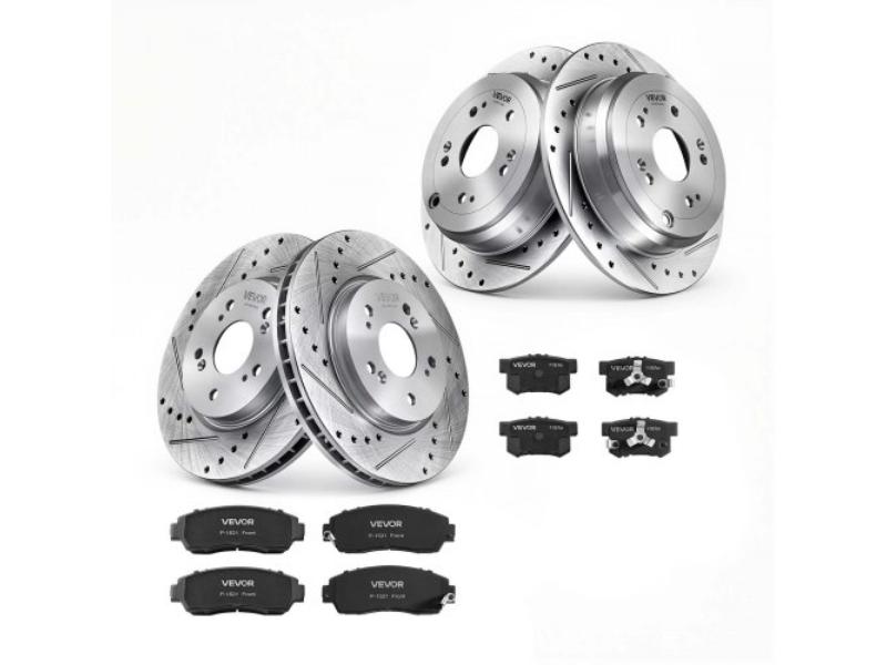 Front & Rear Brake Kit for 2012-2016 Honda CR-V & AWD - Drilled & Slotted Rotors - Ceramic Pads - 11.65 in. Front & 12 in. Rear Rotors