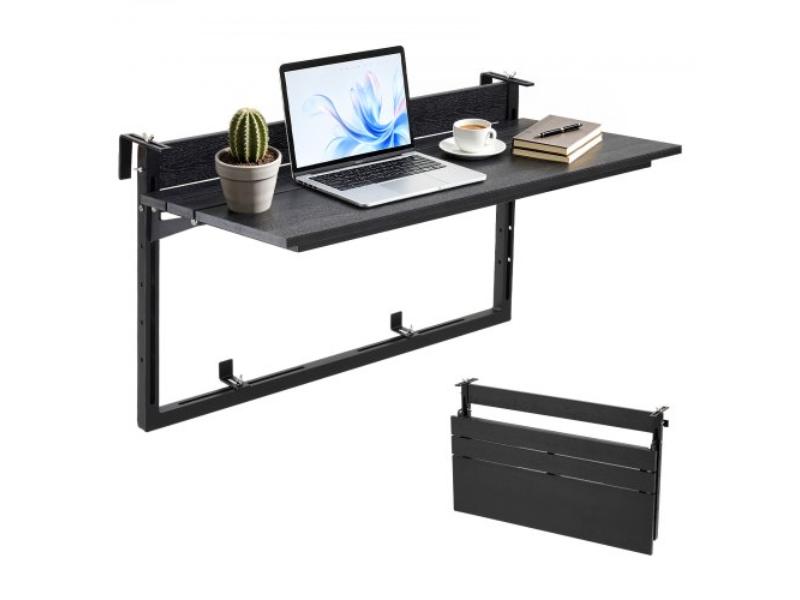Balcony Hanging Table - 31.3 x 15 in. - 60 lbs Folding Railing Bar Table for Outdoor Use - Fits 0-3.5 in. Rails - 5-Level Adjustable Height