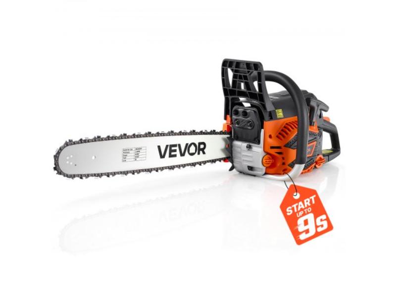 Gas Powered Chainsaw - 20 in. 62CC 3.8HP 2 Stroke Engine for Wood Cutting - Tree Trimming & Land Clearing - Throttle-Synced Choke