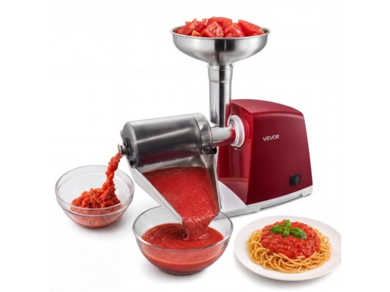 Electric Tomato Strainer - 800W Max & Rated Power 300W Sauce Maker - 88 lbs-H for Purees - Strawberry - Salsa - Stainless Steel, Red