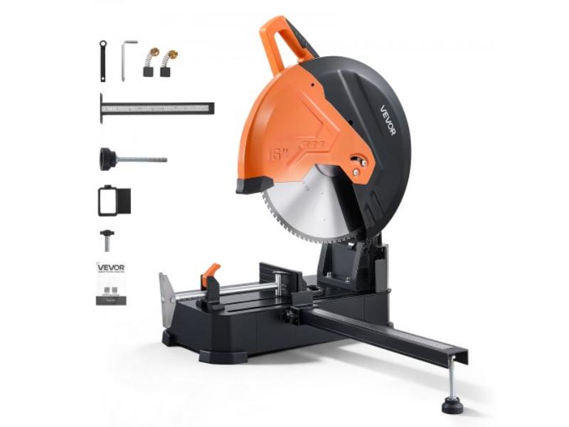 Chop Saw - 16 in. Cold Cut Blade - 3000 W Powerful Motor for Cutting Metal - -45 Deg to 45 Deg Adjustable Angle - Efficient Dry Cutting - Stable