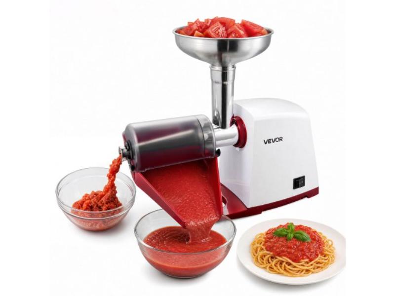 Electric Tomato Strainer - 800W Max & Rated Power 300W Sauce Maker - 88 lbs-H for Purees - Strawberry - Salsa - Stainless Steel, White