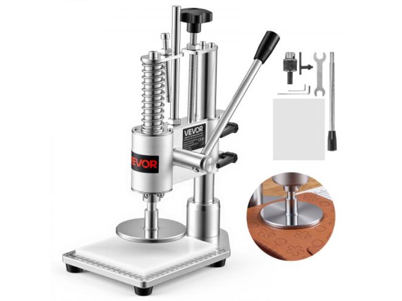 Leather Punching Machine - Manual Leather Hole Puncher - 3.94 x 3.94 in. 352.74 lbs Pressure - 1.57 in. Stroke for Fabric - Paper & Silicone