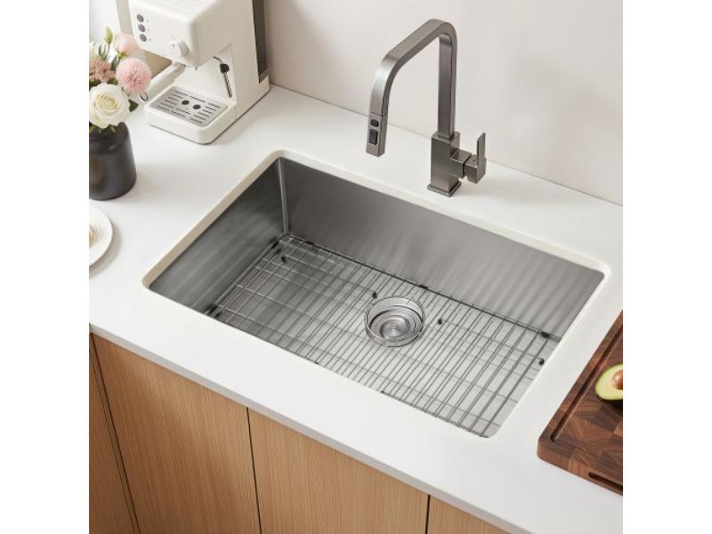 Kitchen Undermount Single Bowl Sink - 32 in. Stainless Steel Drop-In Farmhouse Basin with Accessories for RV - Prep Kitchen - Laundry Room & Bar