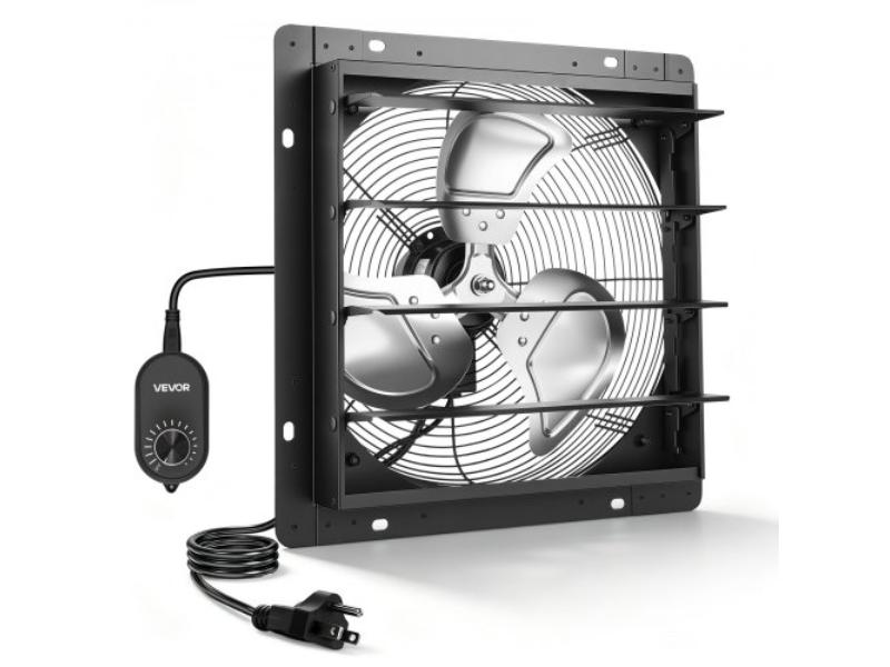 14 in. Wall-Mount Shutter Exhaust Fan - Automatic Louvers - Variable Speed - 1802 CFM Ventilation for Attic - Garage - Barn - Greenhouse & Workshop