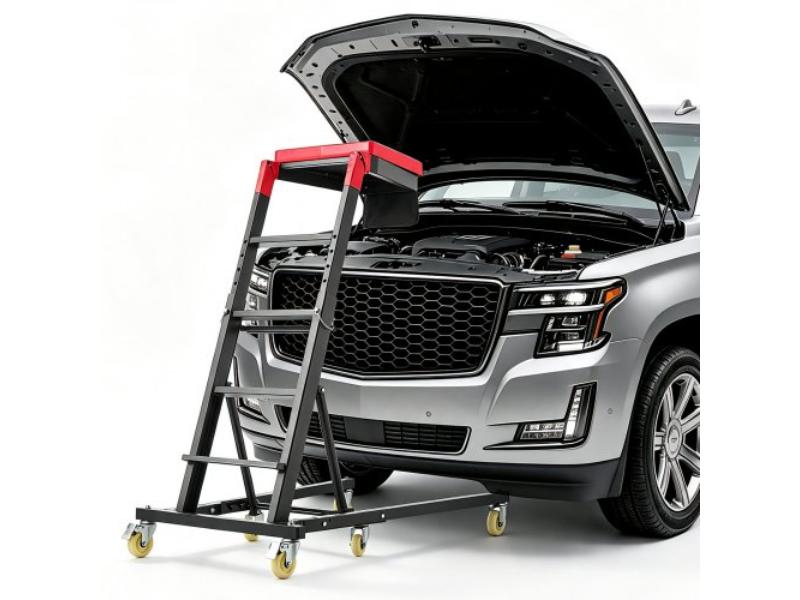 Adjustable High Top Engine Creeper - 48 in. - 64 in. - 400 lbs Heavy-Duty Steel Support - 6-Wheel Smooth Rolling for Auto Repair & Maintenance