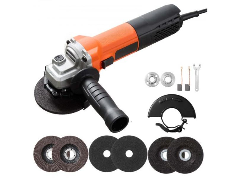 Angle Grinder - 4.5 in. Electric Power Tool - 1400W 13 Amps 3000 - 12000 RPM Variable Speed with 2 Cutting Wheels - 2 Grinding Wheels & 2 Flap Discs