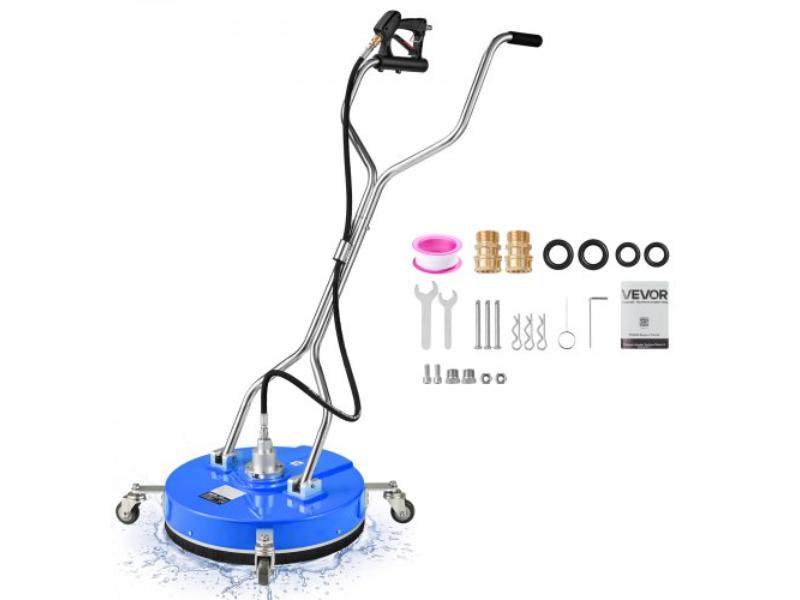 Pressure Washer Surface Cleaner - 20 in. - Raised Handle - ABS Attachment with Wheels for Concrete - Patio - Sidewalk - Deck - Driveway - Blue
