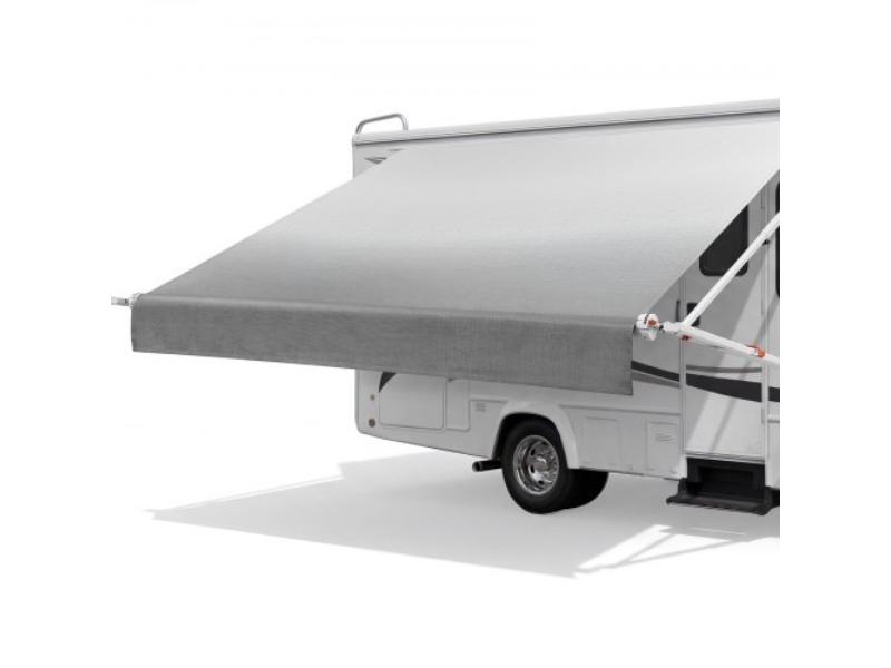 Manual RV Awning Kit - 10.12 ft. Retractable Awning with Aluminum Frame & Waterproof PVC Fabric - Fits Most RVs - Gradient Gray