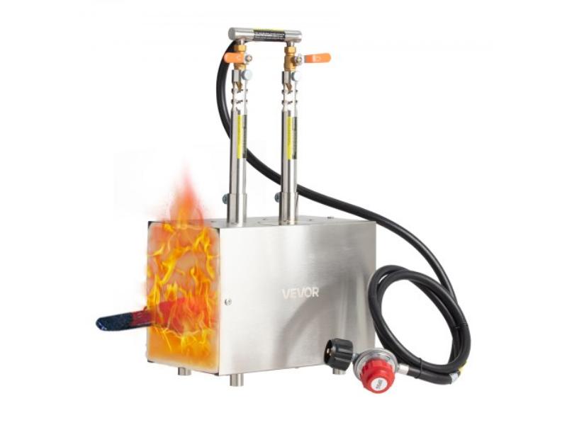 Portable Propane Forge - 2 Burners - 2600 Deg F Tool & Knife Making - Large Capacity Square Shape - Stainless Steel Gas Forging Tools & Equipment