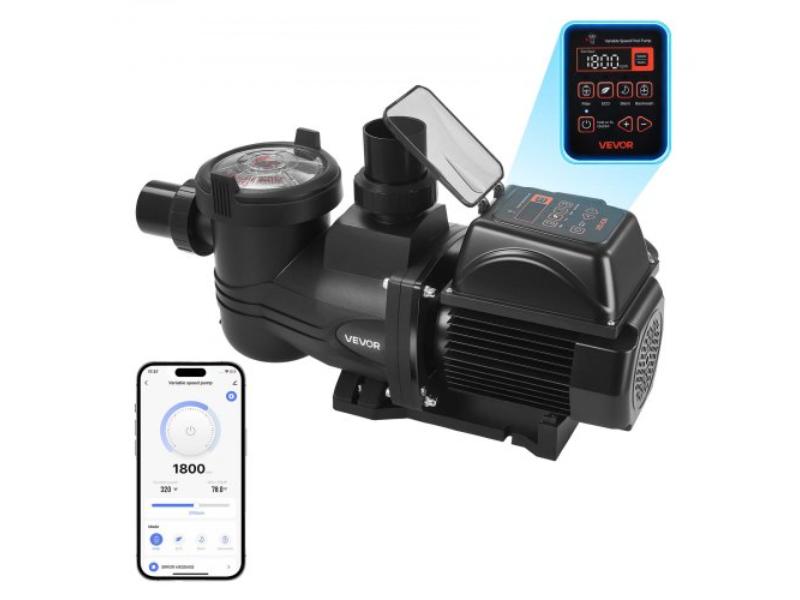 BSYCGLBSS20H2UYS0001V4 Variable Speed Pool Pump - 2 HP - AC 220-240V - 145 GPM - Self Priming - Programmable Timer for Inground & Above Ground Pools