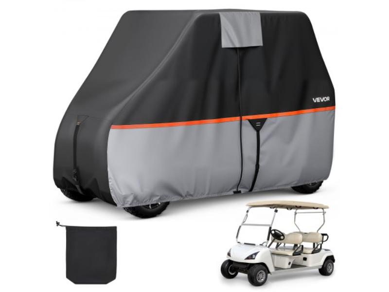 Golf Cart Cover - Full Coverage for 2 Plus 2-4 Passenger Golf Cart - 420D Waterproof Oxford Fabric - Fits Most Carts - Silver-Coated Layer