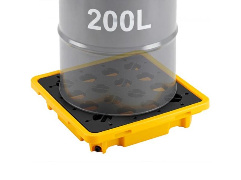 Spill Containment Pallet - 1 Drum Low Profile Modular Platform - 11.4 Gallon Sump - 1543 lbs Load Capacity - 26.4 x 26.6 x 5.9 in. - Yellow