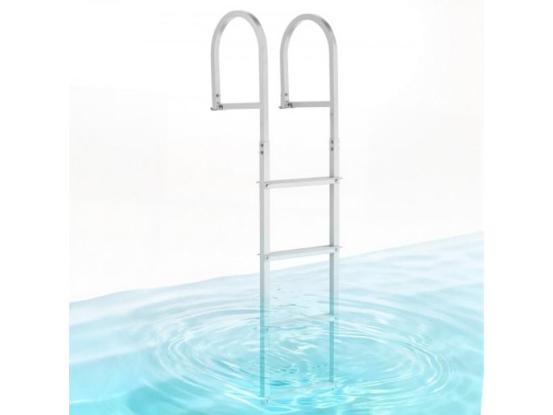 Removable Dock Ladder - 4 Steps - Aluminum Alloy - 500 lbs Capacity - Quick Release Design for Swimming - Pool - Boat & Marine Boarding