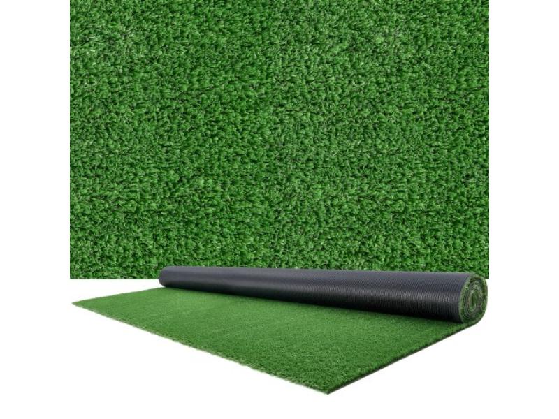 Artificial Grass - 12 x 7 ft. Fake Turf Rug 0.6 in. Pile Height Synthetic Lawn Carpet for Patio - Garden - Balcony - Outdoor & Indoor Decor - Green