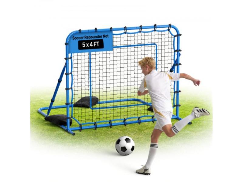 Soccer Rebounder Net - Quick-Switch Angle Goal Rebounder for Control & Passing Practice - Heavy-Duty Iron Frame & PE Net - 5 x 4 ft.