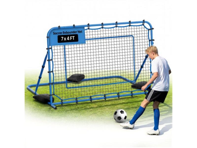 Soccer Rebounder Net - Quick-Switch Angle Goal Rebounder for Control & Passing Practice - Heavy-Duty Iron Frame & PE Net - 7 x 4 ft.