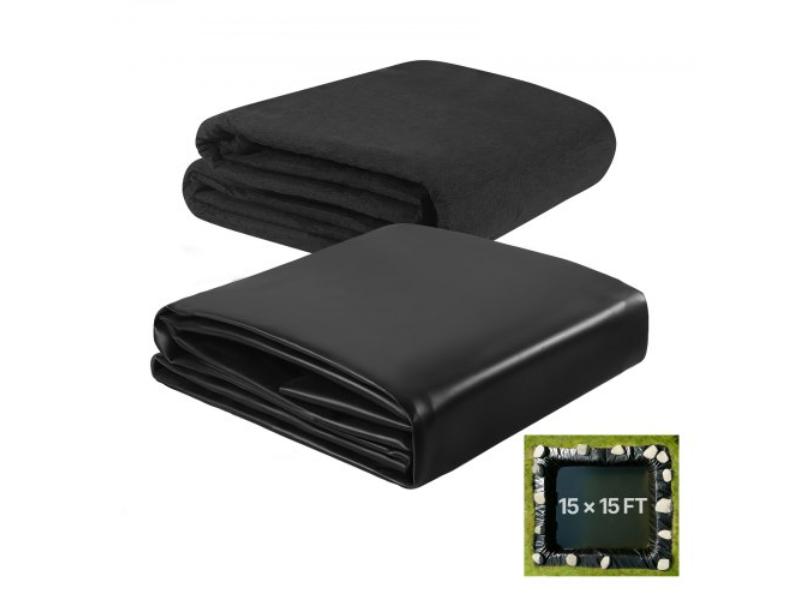 CTFSM1515FTHAVOOH001V0 Pond Liner - 15 x 15 ft. - 45 Mil - EPDM Rubber for Outdoor Ponds - Water Garden - Waterfall - Fishpond & Fountains, Black