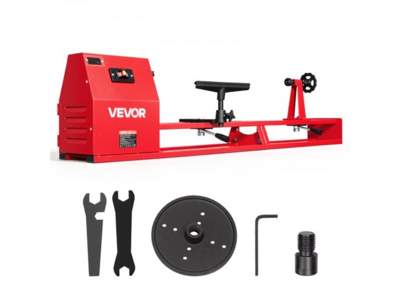 Wood Lathe - 0.5 HP - 14 x 40 in. Benchtop Machine - 4 Speeds 930-1500-2050-2500 RPM with Tool Rest - Wrenches - Faceplate - Heavy Duty