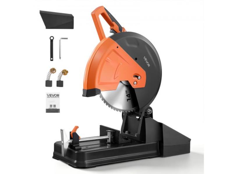 Chop Saw - 14 in. Cold Cut Blade - 2800 W Powerful Motor for Cutting Metal - -45 Deg to 45 Deg Adjustable Angle - Efficient Dry Cutting
