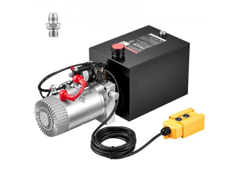 Hydraulic Pump - 8 qt. Single Acting Power Unit - 3200 PSI Max Relief Pressure - 0.91 GPM Flow Rate - DC12V 1.6KW for Dump Trailer Car Lifting