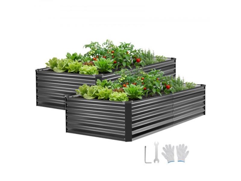 Galvanized Raised Garden Beds - 6.67 x 3.35 x 1.51 ft. - Rectangular Metal Planter Boxes for Flowers & Vegetables - Dark Gray - Pack of 2