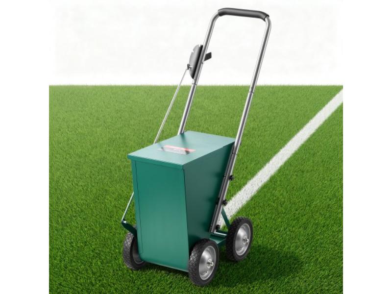 Steel Dry Line Marker - 50 lbs Powder Capacity for Standard Fields - 2 to 4 in. Adjustable Line Width with 4 Heavy-Duty Wheels, Green