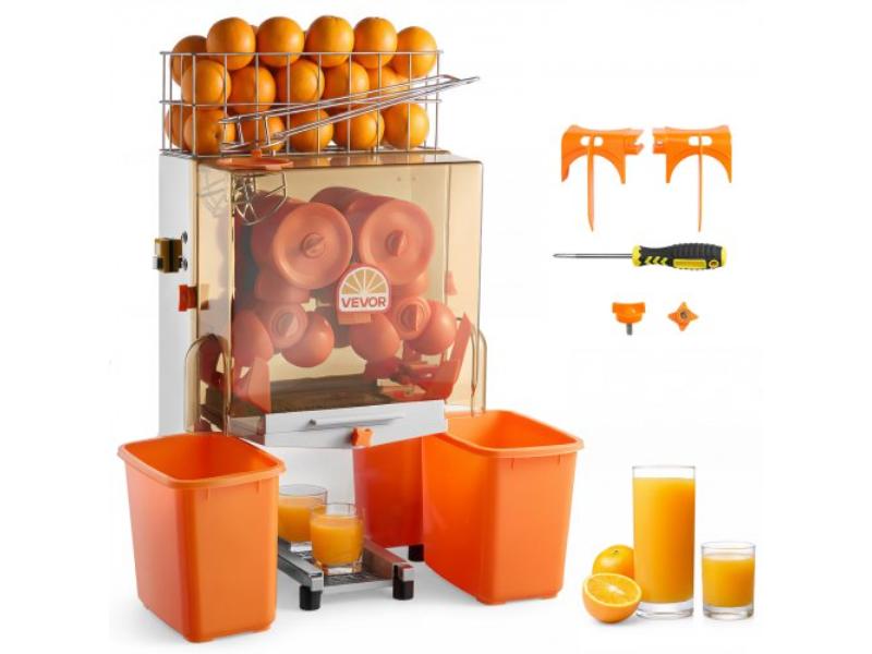 Commercial Orange Juicer Machine, 120W Electric Press for 20 per Minute - Stainless Steel Squeezer with Peels Collecting Bucket